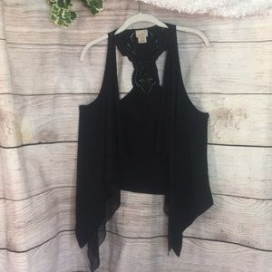 Eyelash Couture Black Flowy Vest